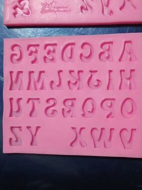 Pink Silicone Letter Alphabet Mold